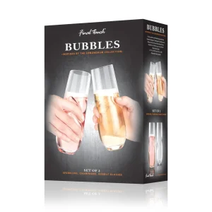 BUBBLES Sparkling Wine / Champagne Stemless Glasses - Set of 2