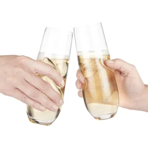 BUBBLES Sparkling Wine / Champagne Stemless Glasses - Set of 2