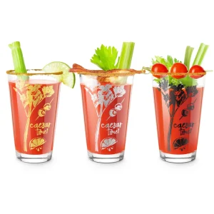 Caesar Time Cocktail Glasses - Set of 3 - Gold, Silver & Black