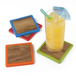 Coloured Wood Coasters - Set of 4