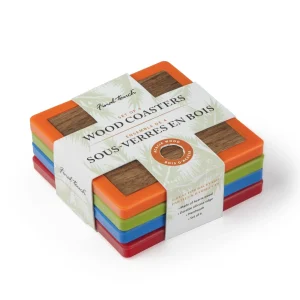 Coloured Wood Coasters - Set of 4