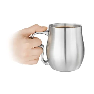 Double-Wall Brushed Stainless Steel Curvy Cup
