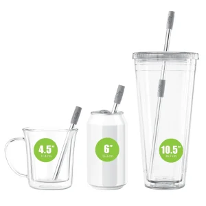 GoSip Stainless Steel Reusable Straws - Translucent Grey