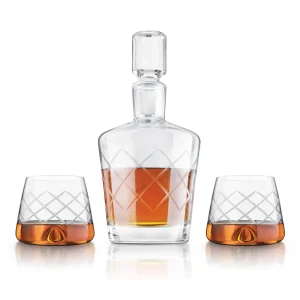 4 Piece Lead-Free Crystal Whiskey Decanter Set