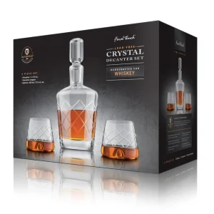 4 Piece Lead-Free Crystal Whiskey Decanter Set
