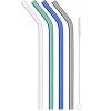 Reusable Glass Straws - Set of 4 - Clear, Teal, Blue & Grey