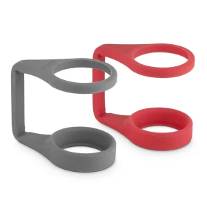 Silicone Beverage Handles - 1 Grey & 1 Red