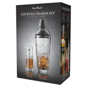 Yarai Glass Cocktail Shaker & Jigger Set - Black Chrome