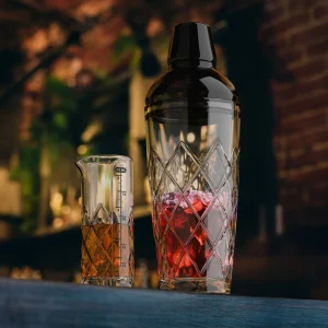 Yarai Glass Cocktail Shaker & Jigger Set - Black Chrome